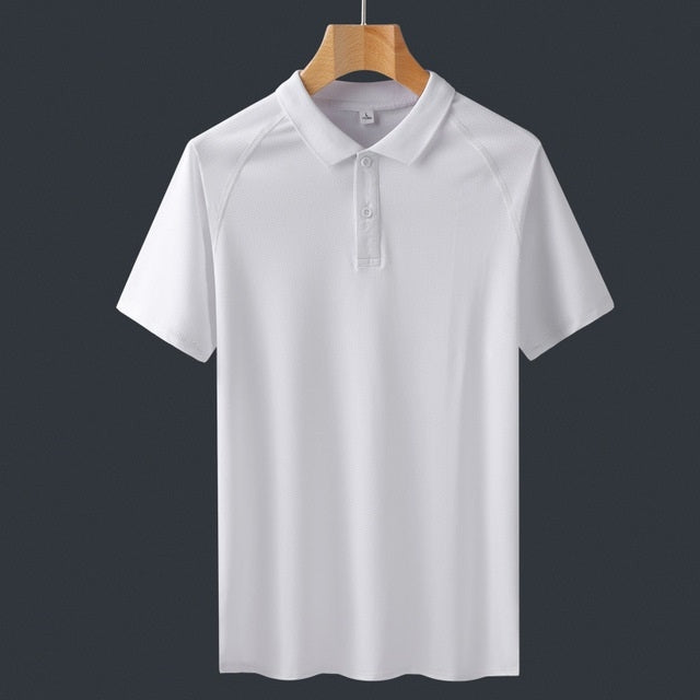 Summer Solid Color Casual Polo Shirt Ice Silk Short-sleeved T-shirt For Middle-aged And Elderly Men