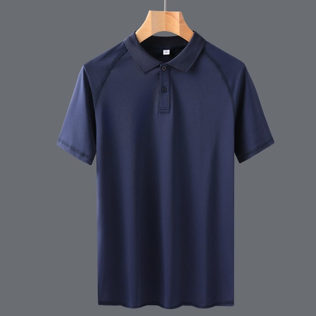 Summer Solid Color Casual Polo Shirt Ice Silk Short-sleeved T-shirt For Middle-aged And Elderly Men