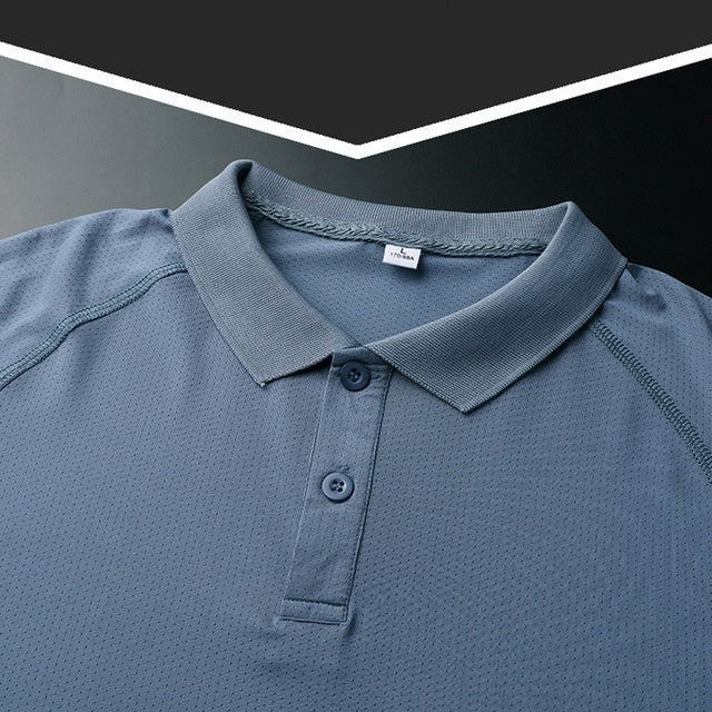 Summer Solid Color Casual Polo Shirt Ice Silk Short-sleeved T-shirt For Middle-aged And Elderly Men