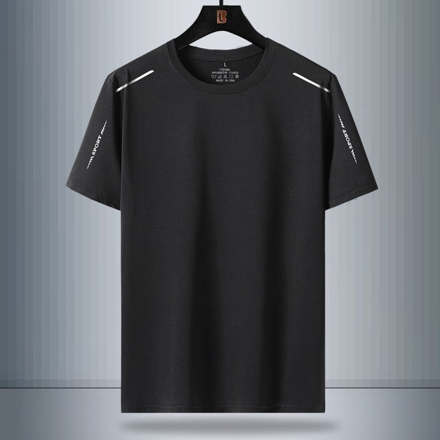 Summer Letter Pattern Casual Round Neck Ice Silk Short-sleeved T-shirt For Middle-aged And Elderly Men