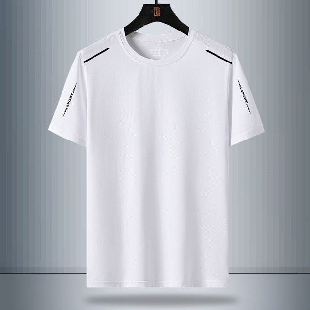 Summer Letter Pattern Casual Round Neck Ice Silk Short-sleeved T-shirt For Middle-aged And Elderly Men