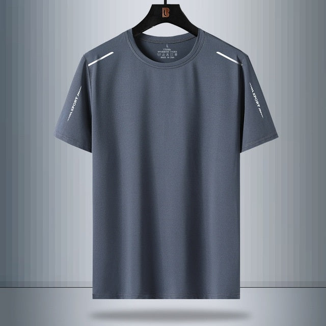Summer Letter Pattern Casual Round Neck Ice Silk Short-sleeved T-shirt For Middle-aged And Elderly Men