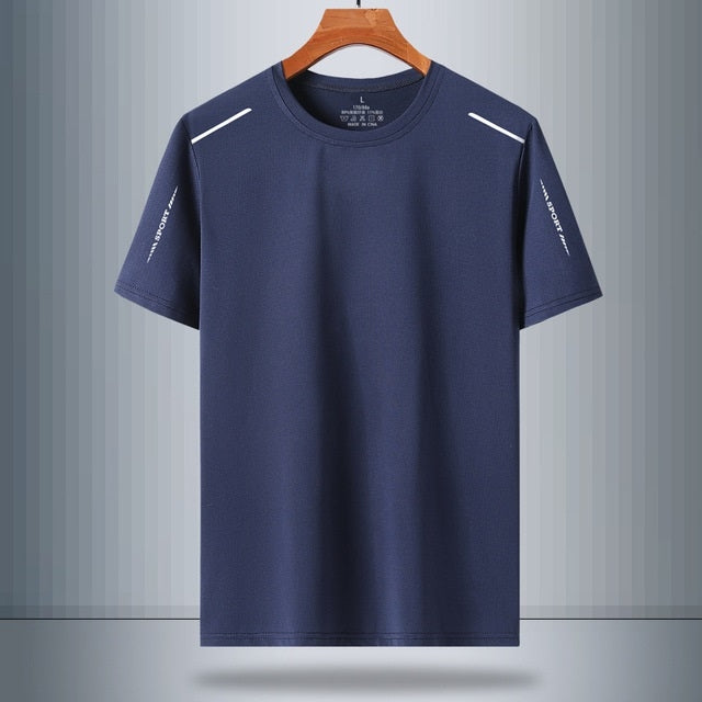 Summer Letter Pattern Casual Round Neck Ice Silk Short-sleeved T-shirt For Middle-aged And Elderly Men