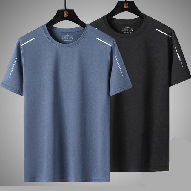 Summer Letter Pattern Casual Round Neck Ice Silk Short-sleeved T-shirt For Middle-aged And Elderly Men