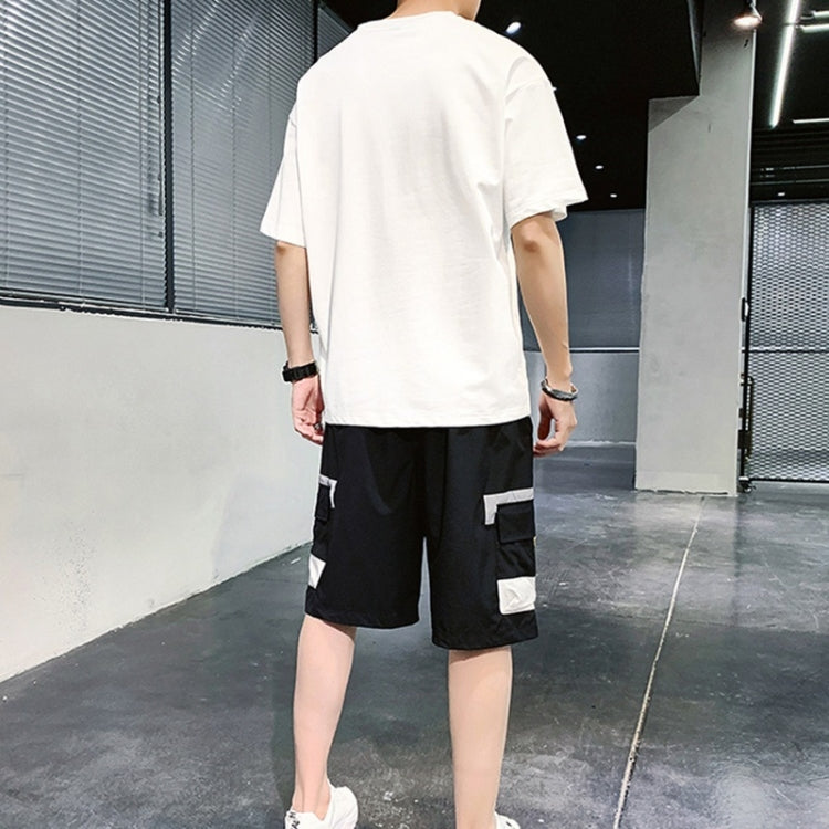 2 In 1 Summer Loose Casual Letter Pattern Short-sleeved T-shirt + Shorts Suit For Men