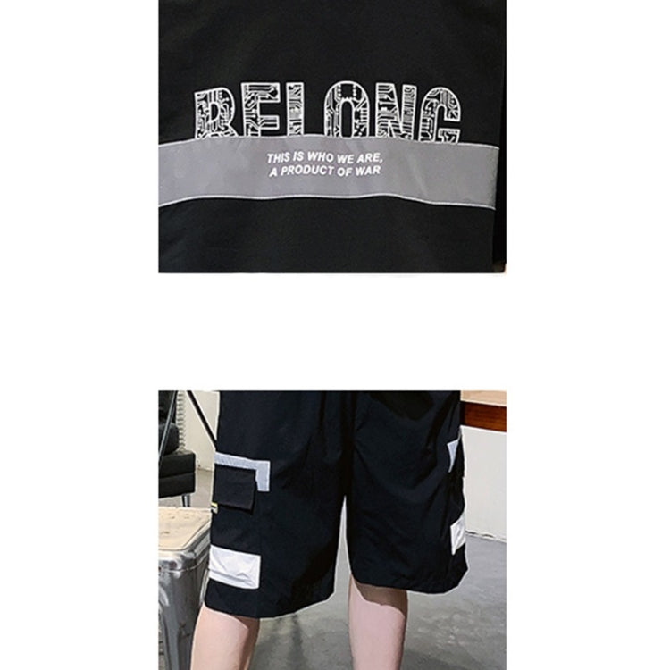2 In 1 Summer Loose Casual Letter Pattern Short-sleeved T-shirt + Shorts Suit For Men