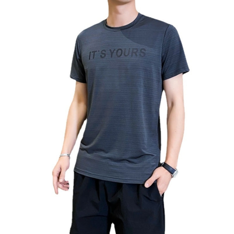 2 in 1 Summer Horizontal Striped Short-sleeved T-shirt + Shorts Casual Sports Suit for Men