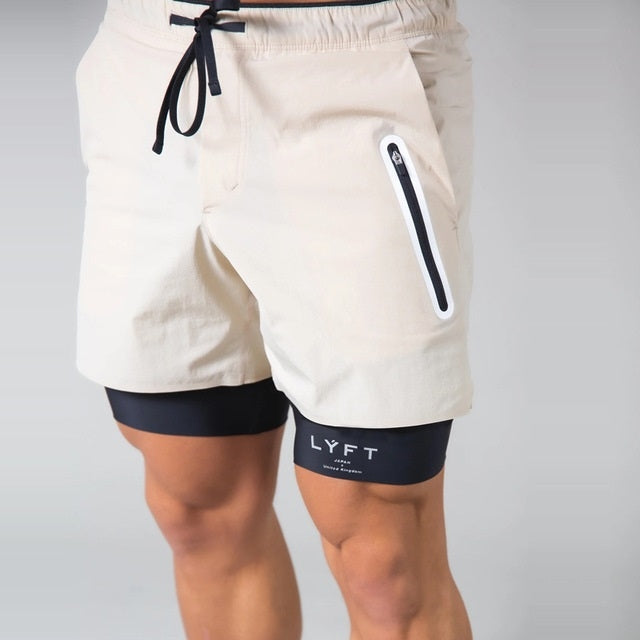 LYFT Loose Double Layer Quick-drying Fitness Shorts For Men
