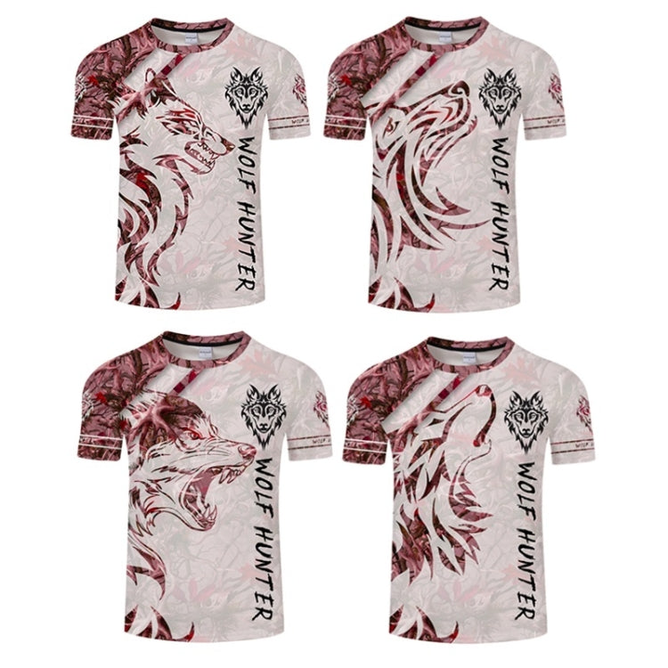 Red Wolf 3D Printed Pattern Casual Short Sleeve T-Shirt for Men
