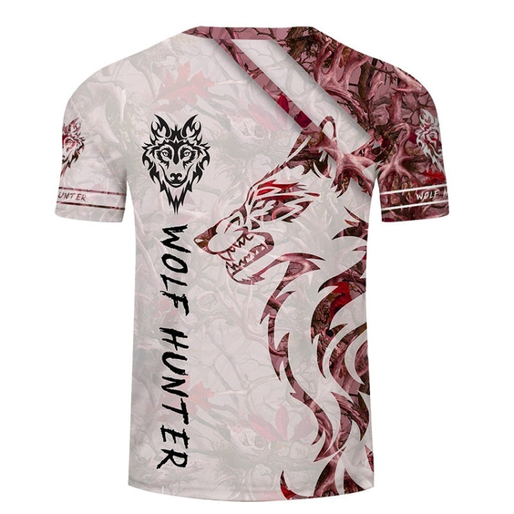 Red Wolf 3D Printed Pattern Casual Short Sleeve T-Shirt for Men