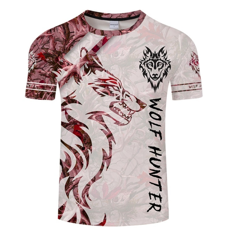 Red Wolf 3D Printed Pattern Casual Short Sleeve T-Shirt for Men