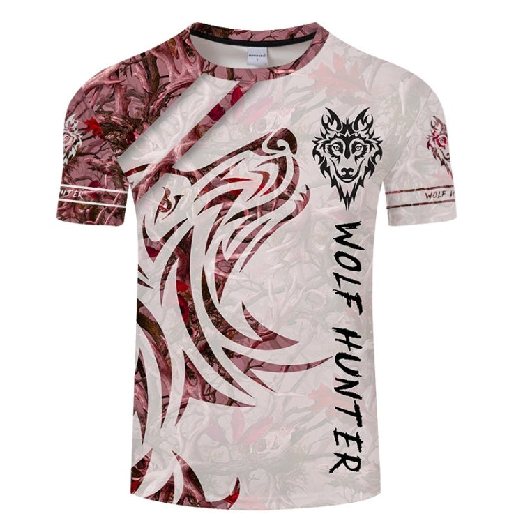 Red Wolf 3D Printed Pattern Casual Short Sleeve T-Shirt for Men