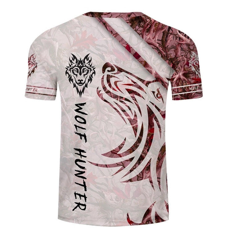 Red Wolf 3D Printed Pattern Casual Short Sleeve T-Shirt for Men