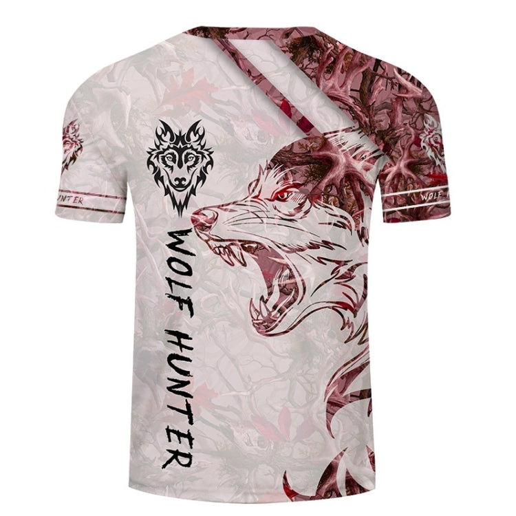 Red Wolf 3D Printed Pattern Casual Short Sleeve T-Shirt for Men