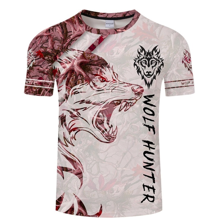 Red Wolf 3D Printed Pattern Casual Short Sleeve T-Shirt for Men