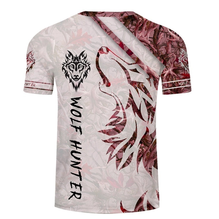 Red Wolf 3D Printed Pattern Casual Short Sleeve T-Shirt for Men