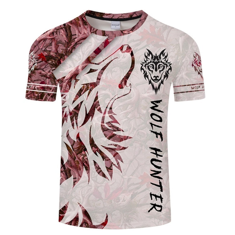 Red Wolf 3D Printed Pattern Casual Short Sleeve T-Shirt for Men