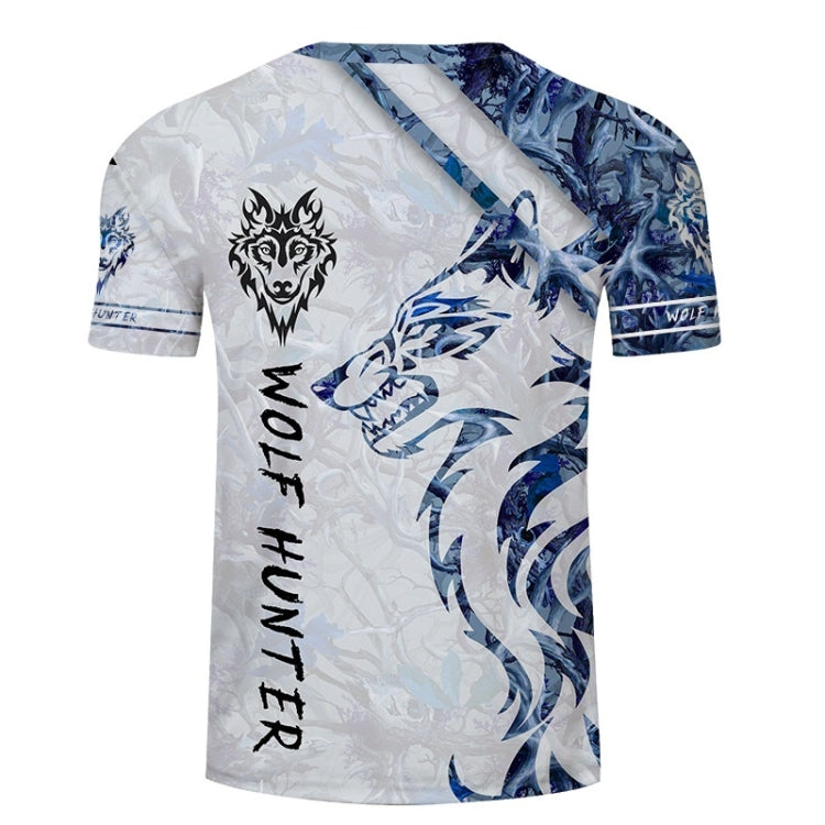 Blue Wolf 3D Printed Pattern Casual Short Sleeve T-Shirt for Men