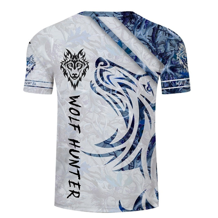 Blue Wolf 3D Printed Pattern Casual Short Sleeve T-Shirt for Men