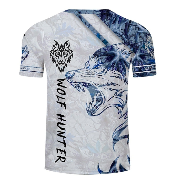 Blue Wolf 3D Printed Pattern Casual Short Sleeve T-Shirt for Men