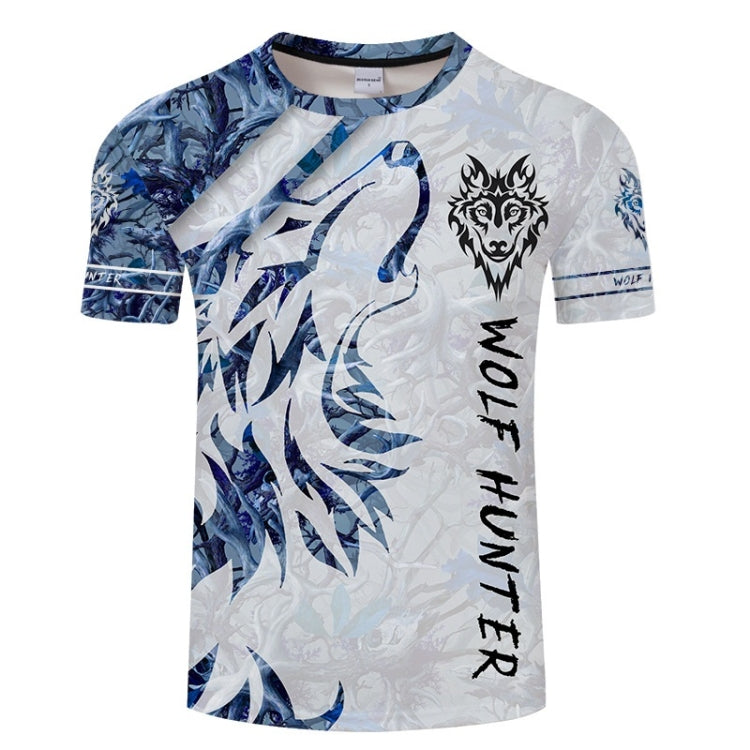 Blue Wolf 3D Printed Pattern Casual Short Sleeve T-Shirt for Men