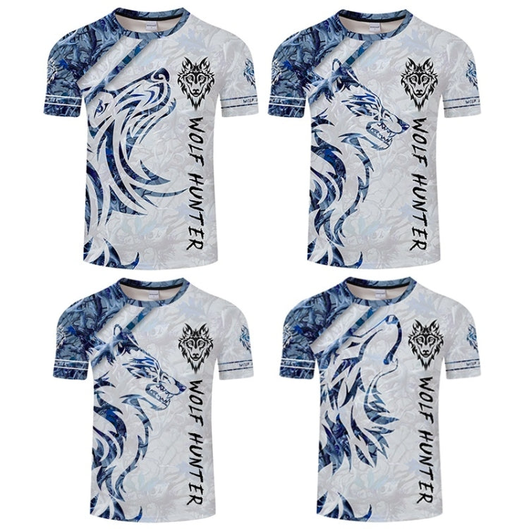Blue Wolf 3D Printed Pattern Casual Short Sleeve T-Shirt for Men