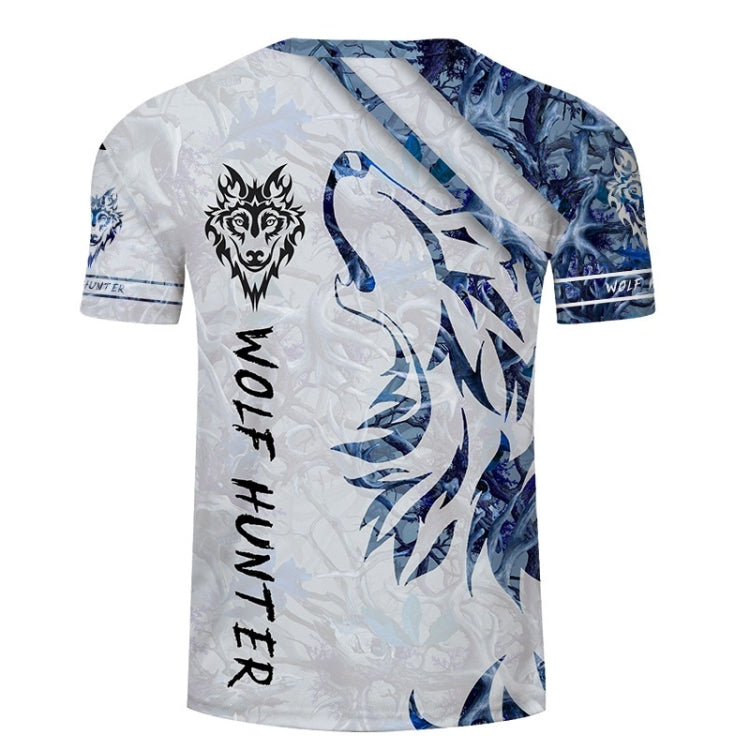 Blue Wolf 3D Printed Pattern Casual Short Sleeve T-Shirt for Men