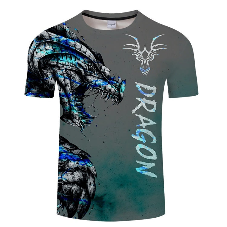 3D Printed Dragon Pattern Loose Casual Short-sleeved T-shirt For Men
