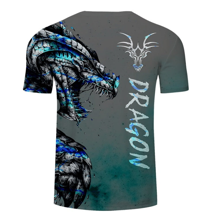 3D Printed Dragon Pattern Loose Casual Short-sleeved T-shirt For Men