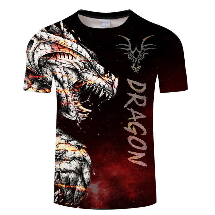 3D Printed Dragon Pattern Loose Casual Short-sleeved T-shirt For Men