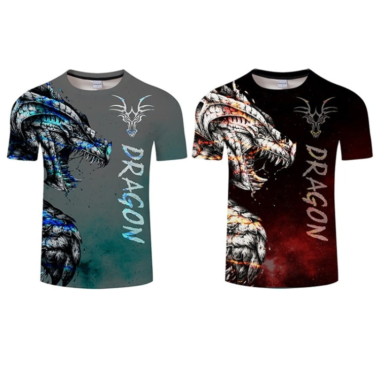 3D Printed Dragon Pattern Loose Casual Short-sleeved T-shirt For Men