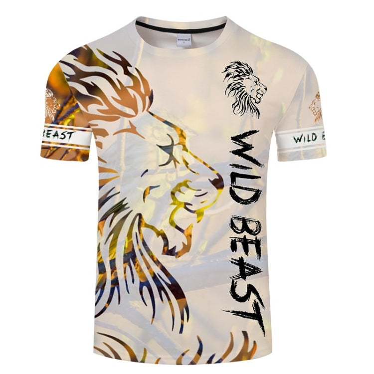 3D Printed Lion Pattern Loose Casual Short-sleeved T-shirt For Men