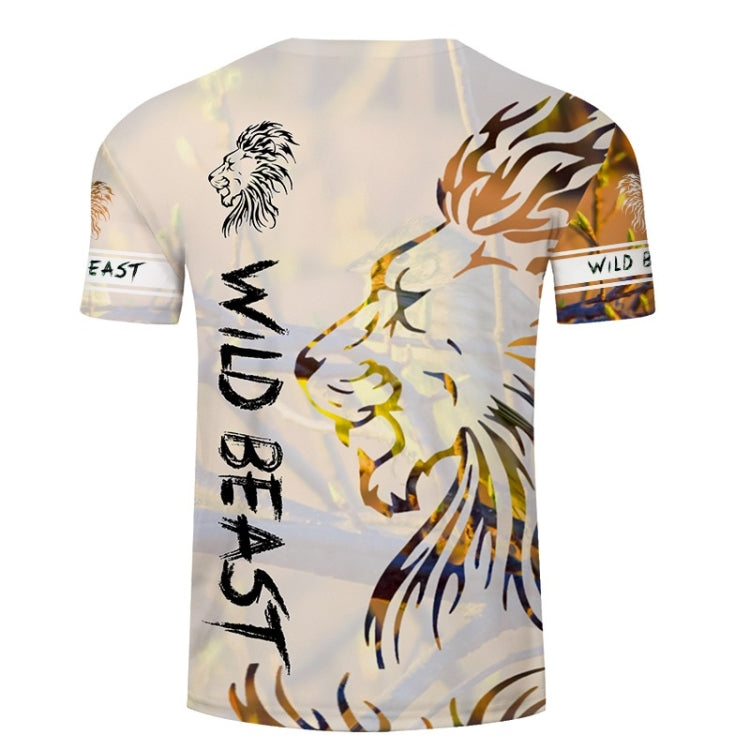 3D Printed Lion Pattern Loose Casual Short-sleeved T-shirt For Men