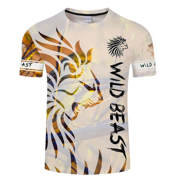 3D Printed Lion Pattern Loose Casual Short-sleeved T-shirt For Men