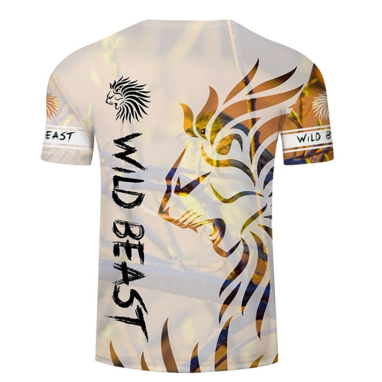 3D Printed Lion Pattern Loose Casual Short-sleeved T-shirt For Men