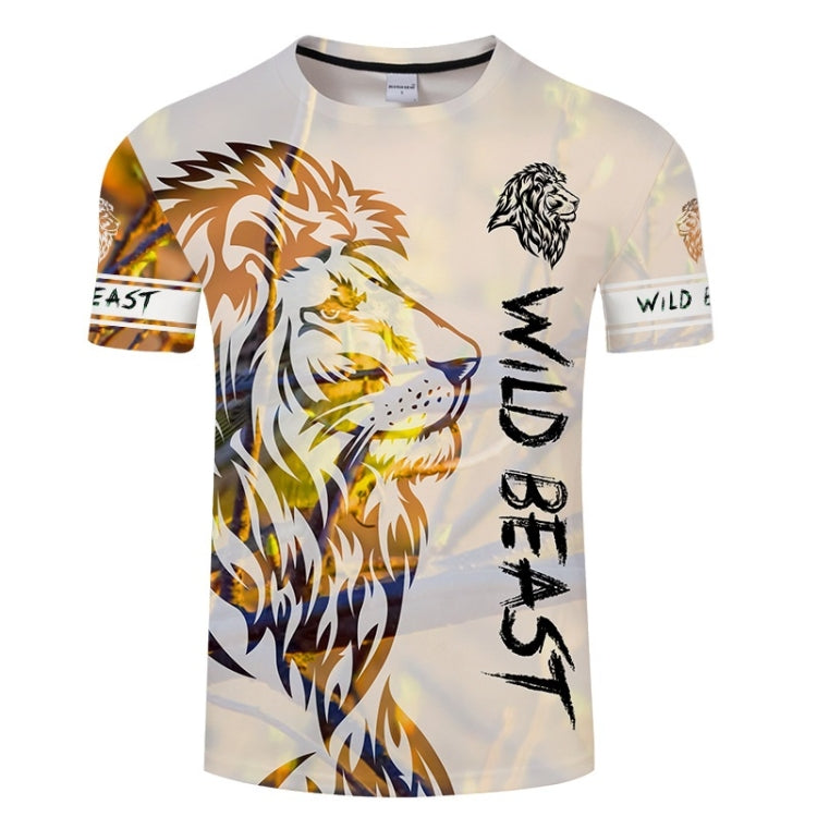 3D Printed Lion Pattern Loose Casual Short-sleeved T-shirt For Men