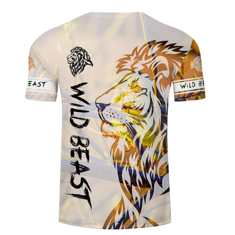 3D Printed Lion Pattern Loose Casual Short-sleeved T-shirt For Men