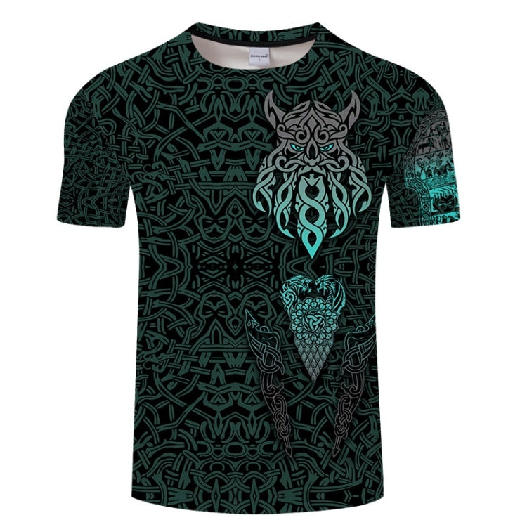 3D Printed Viking Pattern Loose Casual Short-sleeved T-shirt For Men