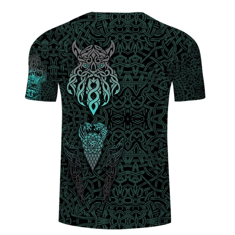 3D Printed Viking Pattern Loose Casual Short-sleeved T-shirt For Men