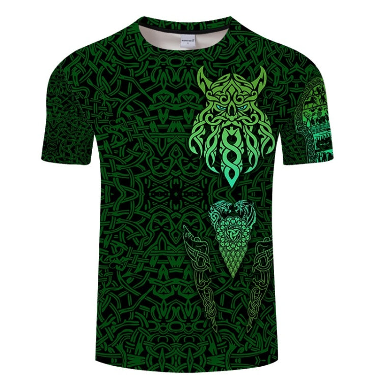 3D Printed Viking Pattern Loose Casual Short-sleeved T-shirt For Men