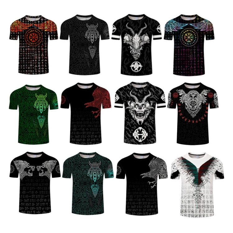 3D Printed Viking Pattern Loose Casual Short-sleeved T-shirt For Men