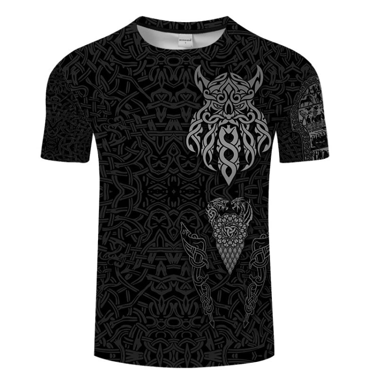 3D Printed Viking Pattern Loose Casual Short-sleeved T-shirt For Men