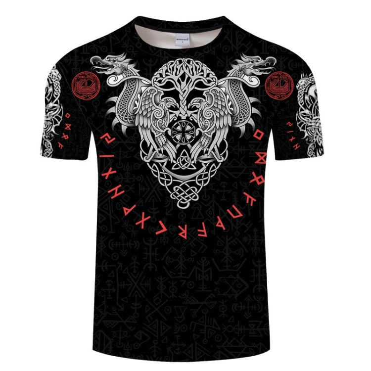 3D Printed Viking Pattern Loose Casual Short-sleeved T-shirt For Men
