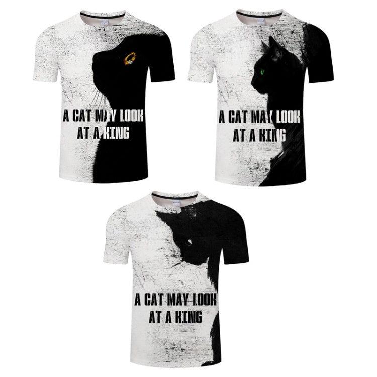 3D Printed Cat Pattern Loose Casual Short-sleeved T-shirt for Men