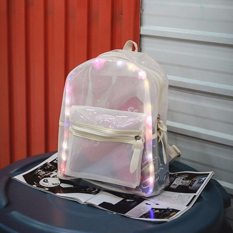LED Light Jelly Color Clear Double Shoulders Backpack Bag