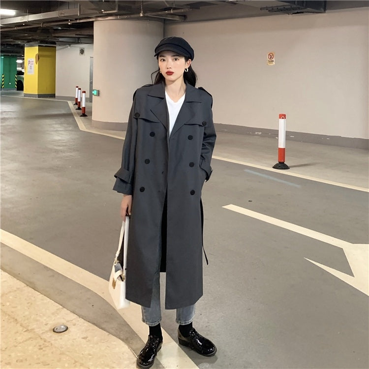 Ladies Double-breasted British Style Mid-length Trench Coat