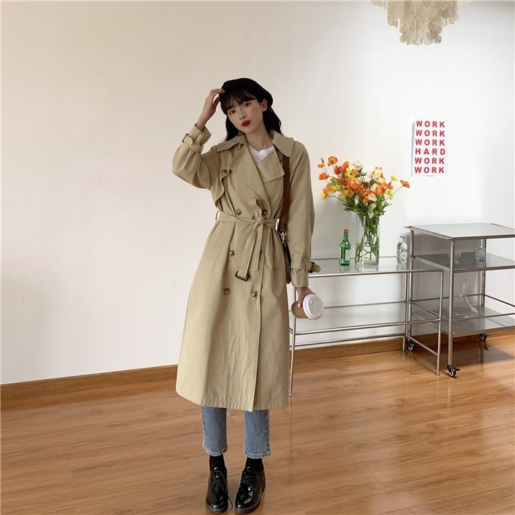 Ladies British Style Mid-length Trench Coat