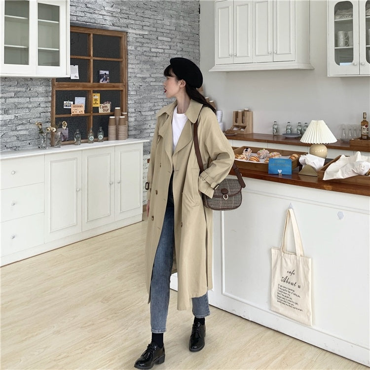 Ladies British Style Mid-length Trench Coat