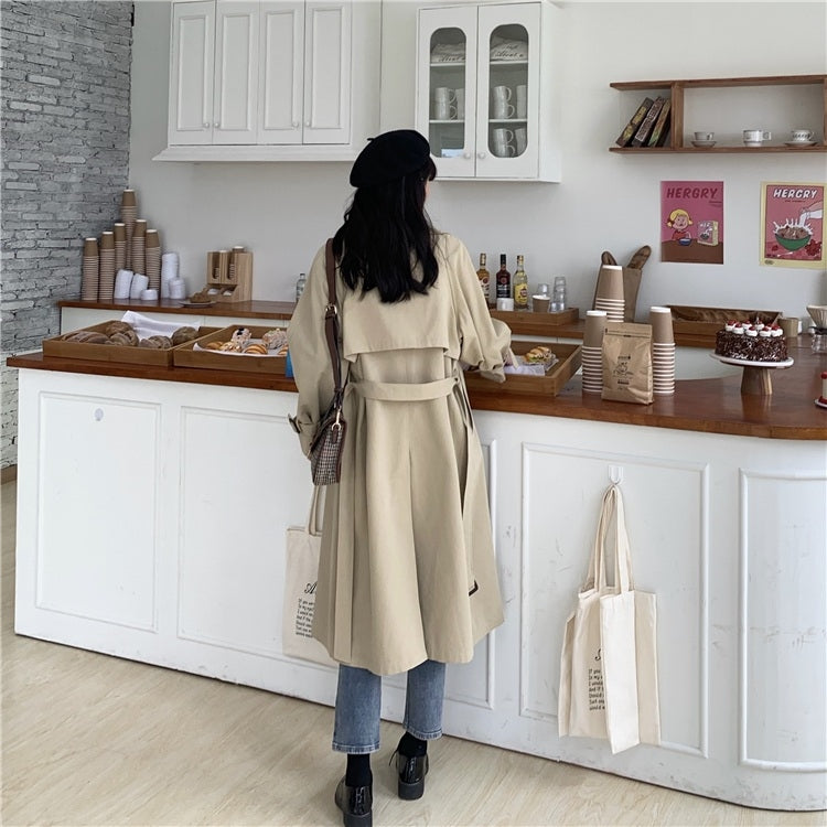 Ladies British Style Mid-length Trench Coat