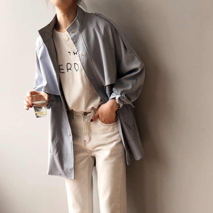 Ladies Fashion Loose Short Casual Windbreaker Jacket